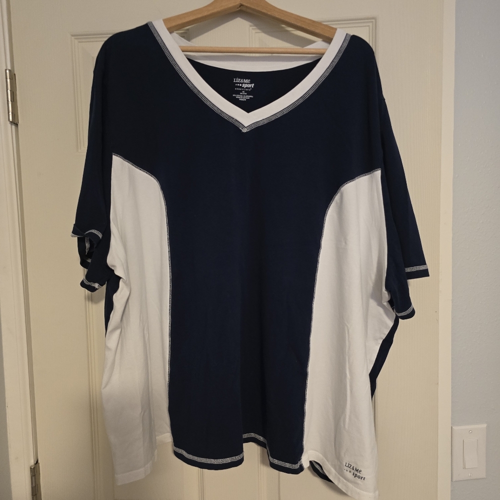 Champion Navy and White V-Neck Jersey